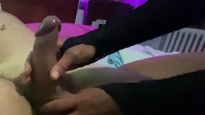 Night Time Handjob with Soft Ballbusting: She Massages Cock and Balls