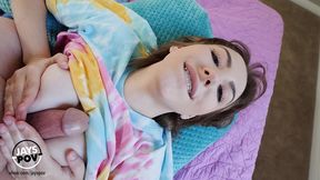 jay s pov - brace faced busty brunette step sis tristan summers brushes her teeth with her step bros cum