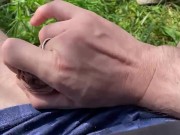 guy pissing outdoors in shorts