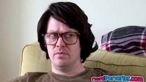 Cutie sucks dick of Nerd Perverter