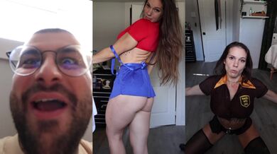 My friend's mom strips for her costume and I get a private show