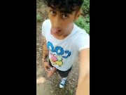 Shaking cum out of fat cock public