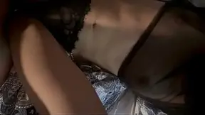 Skinny Latina takes double penetration with a big dildo