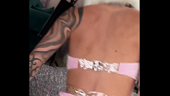 Tattooed Monster Girl Stretches on Massive Dildo