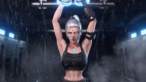 alternative anime hot bitch gets chained up in BDSM bondage and shocked with electricity as she struggles to free herself