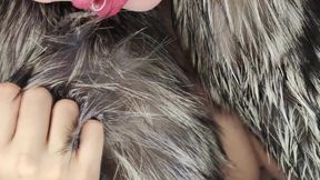 Wet Fur Coat, Double Cum on Fur Coat