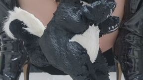 Strict Leather Woman Humiliates Plushie – Pee Accident & Submission Control