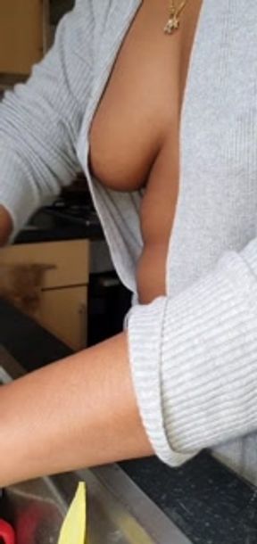 Thick Booty Latina Wife in a Revealing Bathrobe  with No PANTIES or BRA On