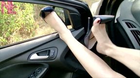 Sensual Calf Massage and Pumps Dangling in the Car