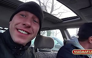 German Redhead in Public Berlin Threesome