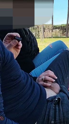 French Teacher Handjob Amateur on public park to student with Cumshot - MissCreamy   Clip 1