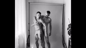 Hot couple having sex right on the photo shoot. Kit Belove fucks Falcon Al in the mouth and ass