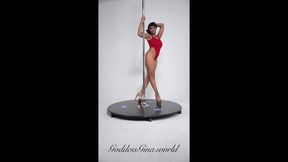 GODDESS GINA POLE DANCES IN RED SWIMSUIT