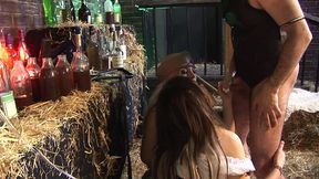 a pretty fraulein, donna bell, is seduced into having a threesome with a cute blonde, katie weale and an old guy