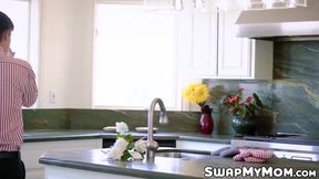 Busty stepmoms Jessica Ryan and Penny Barber caught their hung stepsons while jerking off