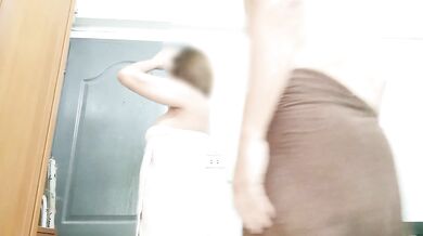 Thick Asian wife gets nailed doggystyle before work cum inside pussy