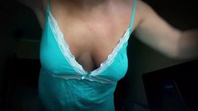 Mature bouncing Off Her Natural Saggy tits