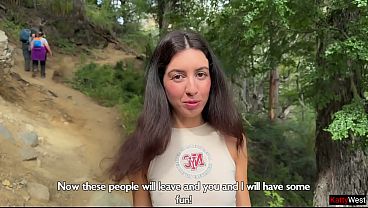 A fellow traveler offers to suck and fuck on a hike to make it more fun - Public Risky Sex Cumwalk
