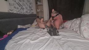 Huge Dildo on Fucking Machine and Me Licking His Asshole Hot