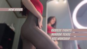 Glossy tights mirror teaser