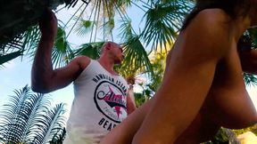 Sex in the park at the sunset