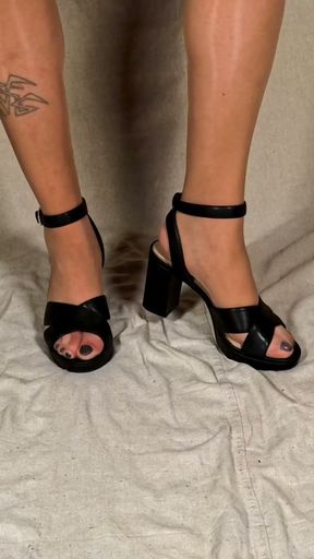 Femboy in Shiny Pantyhose and High Heels Has a Huge Nylon Fetish   Clip 1