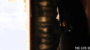 ”Pale & skinny brunette Sapphira A rubs her wet beaver”