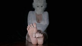 M - Kitty Furrie Feet with White Toenails Barefoot