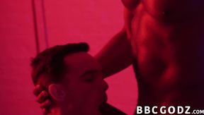 Ebony male dominates a petite gay into interracial pounding