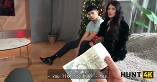 Christmas cuckolding with a girl who looks TOO hot to handle