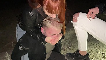 Bratty Girls Roughly Public Dominate An Guy Outdoor Night