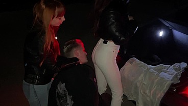 Bratty Girls Roughly Public Dominate An Guy Outdoor Night