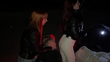 Bratty Girls Roughly Public Dominate An Guy Outdoor Night