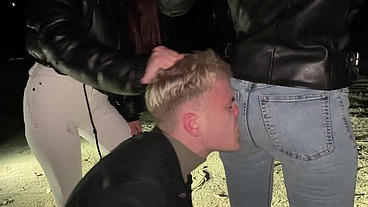 Bratty Girls Roughly Public Dominate An Guy Outdoor Night