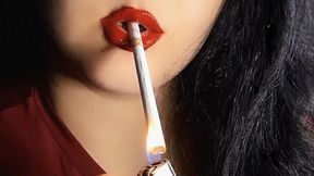 Seductive Red Lips & Slim Smoke