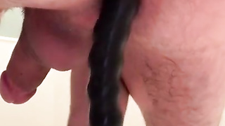 Stunning man jacks in the douche with buttfuck beads fuck stick and spreads his anus