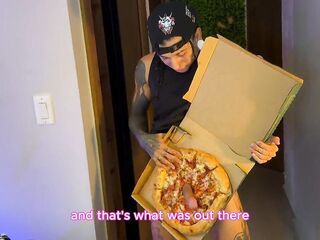 The neighbour arrived with the supplementary-meat pizza. A three-some with the sexy Leyne Rodriguez.