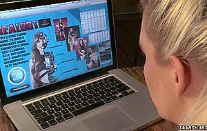 Shemale sex doll fucks bound blonde
