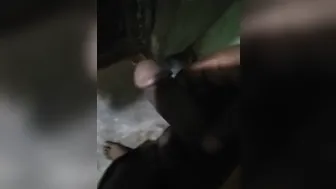 Twink Teen Masturbates Big Cock with Penis Ring Outdoors