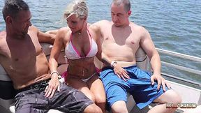 Massive outdoor orgy on a yacht with hot Blondies with huge fake tits