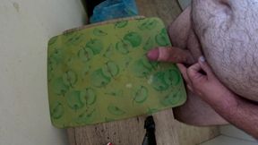 Horny cumshot in kitchen