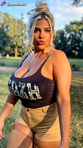 Curvy hentai babe plays with big dick and tits