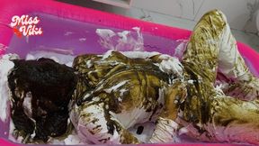 Pudding and Shaving Foam! White Office Outfit! Jerking Off!