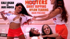 CALI LOGAN EXPOSES JADE INDICA! HOOTERS photoshoot shirt ripping, long hair pulling