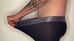 Black Calvin Klein boxers - Solo Close Up Session.