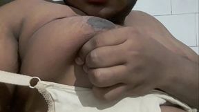 Wearing mom'_s bra