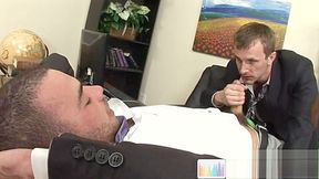 Gay blowjob at the office