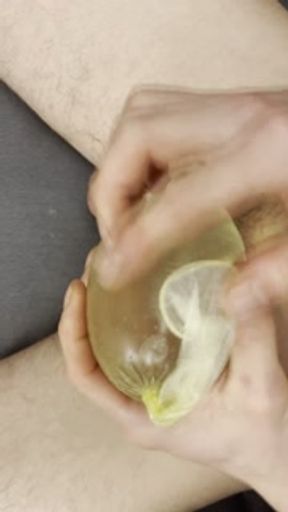Pissing inside a condom