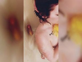 Voyeur Shower Peeping Snow White Inked Chubby Redhead Solo Masturbation