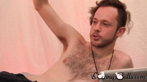 Satisfying gay Woody Johnson cums hard after shaft tugging